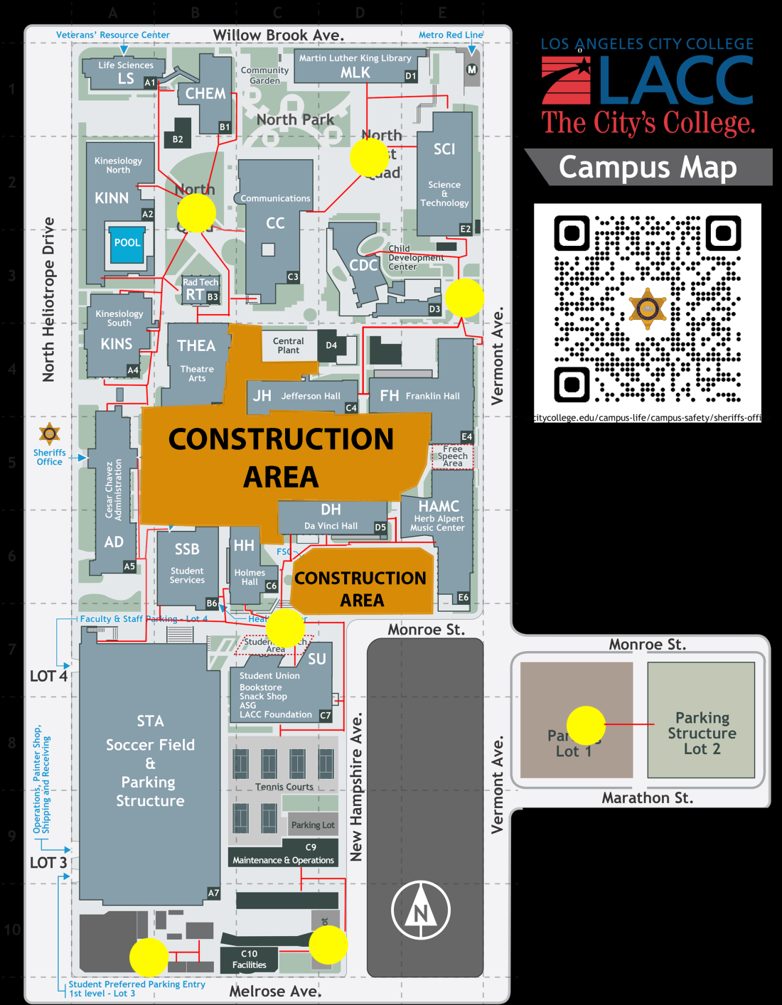 LACC Evacuation map 2025 with construction markings